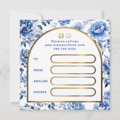 Elegante chinoiserie blauwe bloemen cadeaubon (Achterkant)