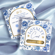 Elegante chinoiserie blauwe bloemen loyaliteitskaa