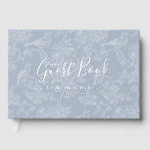 Elegante Chinoiserie Bloemen  Blauw Huwelijk Gastenboek (Voorkant)