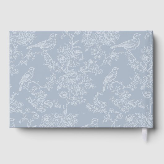 Elegante Chinoiserie Bloemen  Blauw Huwelijk Gastenboek (Achterkant)
