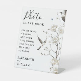Elegante Chinoiserie Bloemen Foto Gastboek Reclamebord Met Voetstuk