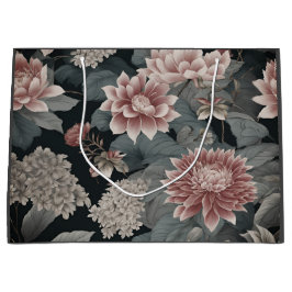 Elegante Chinoiserie Bloemen Grijs Raspberry Groot Cadeauzakje