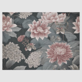 Elegante Chinoiserie Bloemen Grijs Raspberry Tissuepapier