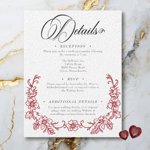  Elegante Chinoiserie Bloemen Hart Huwelijk Informatiekaartje