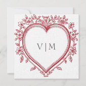 Elegante Chinoiserie Bloemen Hart Huwelijk Kaart (Achterkant)