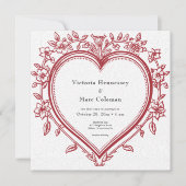Elegante Chinoiserie Bloemen Hart Huwelijk Kaart (Voorkant)