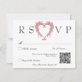Elegante Chinoiserie Bloemen Hart Huwelijk RSVP Kaartje (Voorkant)