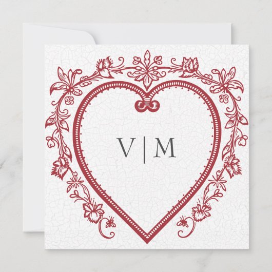  Elegante Chinoiserie Bloemen Hart Huwelijk Save The Date (Achterkant)