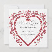  Elegante Chinoiserie Bloemen Hart Huwelijk Save The Date (Voorkant)