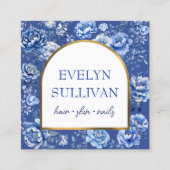 Elegante chinoiserie bloemen vierkante visitekaartje (Voorkant)