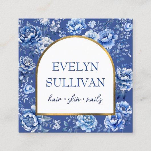 Elegante chinoiserie bloemen vierkante visitekaartje (Voorkant)