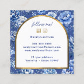 Elegante chinoiserie bloemen vierkante visitekaartje (Achterkant)