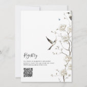 Elegante Chinoiserie Bloemencode QR Code Bruidsdou Kaart (Achterkant)