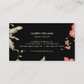 Elegante Chinoiserie Bloemenpatroon op Blauw Visitekaartje (Achterkant)