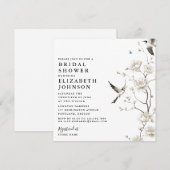 Elegante Chinoiserie Bloementuin Bruidsborrel Kaart (Voorkant / Achterkant)