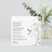 Elegante Chinoiserie Bloementuin Bruidsborrel Kaart (Staand voorkant)