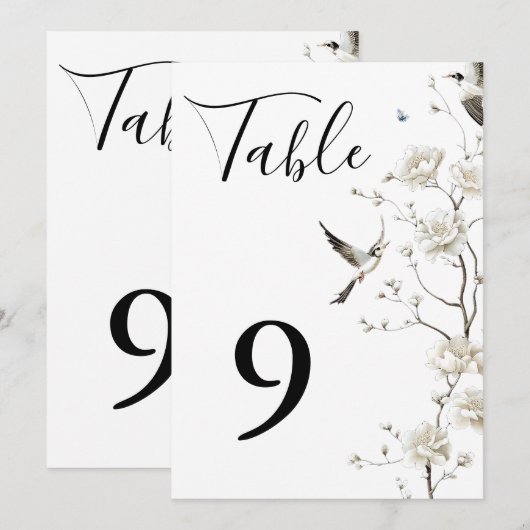 Elegante Chinoiserie Bloementuin Tafelnummers (Voorkant / Achterkant)