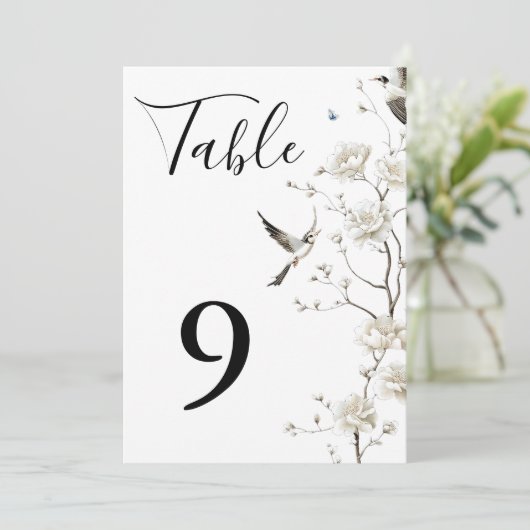 Elegante Chinoiserie Bloementuin Tafelnummers (Staand voorkant)