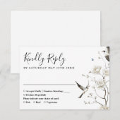 Elegante Chinoiserie Bloementuin Trouwen RSVP Kaartje (Voorkant / Achterkant)