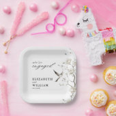 Elegante Chinoiserie Bloementuin verlovingsfeest Papieren Bordje (Feest)