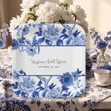 Elegante Chinoiserie Bloemmotief Blauwe en Witte B