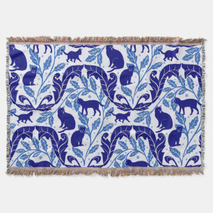 Elegante Chinoiserie Blue Black Cat-Whimsical Deken
