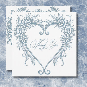  Elegante Chinoiserie Blue Heart Wedding Bedankkaart