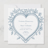  Elegante Chinoiserie Blue Heart Wedding Kaart (Voorkant)