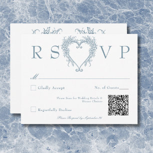  Elegante Chinoiserie Blue Heart Wedding RSVP Kaartje
