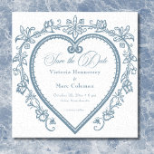  Elegante Chinoiserie Blue Heart Wedding Save The Date