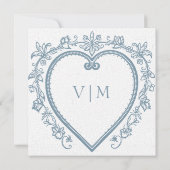  Elegante Chinoiserie Blue Heart Wedding Save The Date (Achterkant)