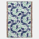 Elegante Chinoiserie Blue Mint Black Cat-Whimsical Deken (Voorkant Verticaal)