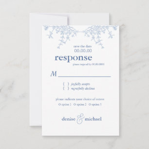 Elegante Chinoiserie Blue Pagoda bruiloft RSVP Kaart