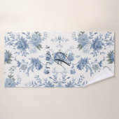 Elegante Chinoiserie Blue Toile Badhanddoek (Badhanddoek)