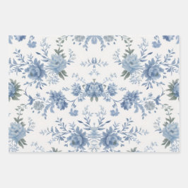 Elegante Chinoiserie Blue Toile Inpakpapier Vel