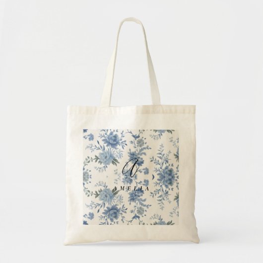 Elegante Chinoiserie Blue Toile Tote Bag (Voorkant)