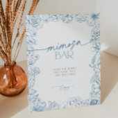 Elegante Chinoiserie Bridal Mimosa Bar Cocktail Reclamebord Met Voetstuk