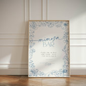 Elegante Chinoiserie Bridal Mimosa Bar Cocktail Reclamebord Met Voetstuk