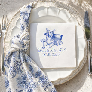Elegante Chinoiserie Corgi Champagne Bruiloft Servet