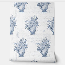 Elegante Chinoiserie Engels Bloemen Blauw en Wit