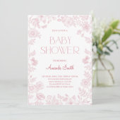 Elegante Chinoiserie Floral Baby shower Kaart (Staand voorkant)