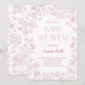 Elegante Chinoiserie Floral Baby shower Kaart (Voorkant / Achterkant)