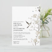 Elegante Chinoiserie Floral QR Code Vrijgezellenfe Kaart (Staand voorkant)