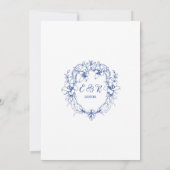 Elegante Chinoiserie Franse Blauwe Toile Bloemen Kaart (Achterkant)