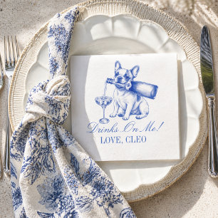 Elegante Chinoiserie Franse Bulldog Trouwdag Servet