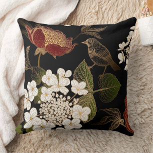 Elegante Chinoiserie Geïnspireerde Bloeiende Bloem Kussen