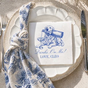 Elegante Chinoiserie Golden Retriever Trouwdag Servet
