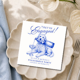Elegante Chinoiserie Gouden Doodle Verlovingsfeest Servet