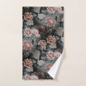 Elegante Chinoiserie Grijs en Raspberry Bloemen Bad Handdoek (Handdoek)