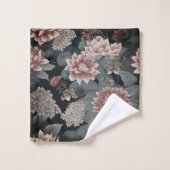 Elegante Chinoiserie Grijs en Raspberry Bloemen Bad Handdoek (Wasdoekje)